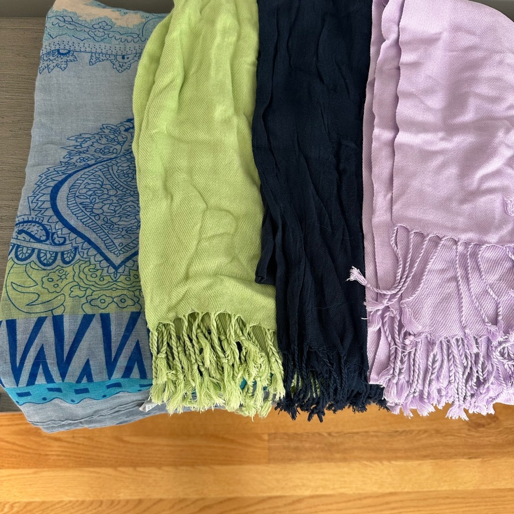 Bundle of Scarves-multi color, green, navy and violet